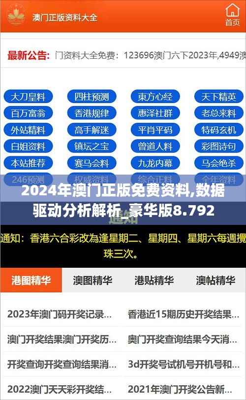 2024年澳门正版免费资料,数据驱动分析解析_豪华版8.792